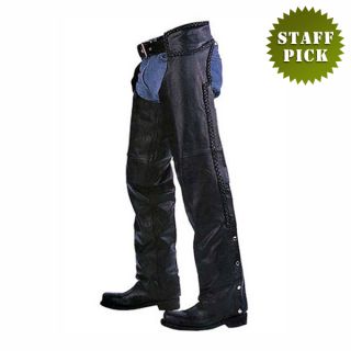   Solid Buffalo Leather Braided Motorcycle Biker Chaps Size 5XL