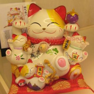 Chinese Lucky Fortune Cat Box Piggy Bank Figurine