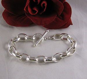   Silver Italy Toggle Style Links 18g Bracelet Cat Rescue
