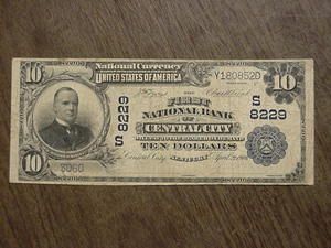 1902 Series Central City KY Kentucky $10 National Currency Bank Note 