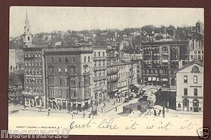 1907 Postcard Market Square Providence R I Trolleys Central Hotel Ale