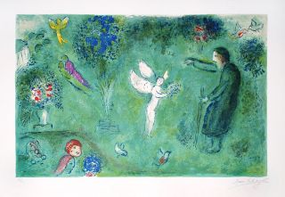 Chagall Marc Philetas Orchard from Daphnis and Lithograph Hand Signed 