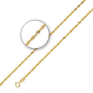 10K Solid Yellow Gold Singapore Chain Necklace 2mm 18