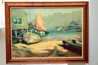   Harbor Marthas Vineyard MA Oil Painting by F N Chadbourne