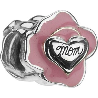 Authentic Chamilia Mom Rose Flower Heart Bead Charm Sterling Silver 