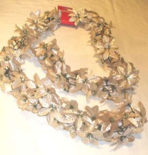 Champaign Chain Poinsettia Christmas Garland 6 ft K884