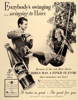   ad hires r j root beer swing charles hire juices original advertising