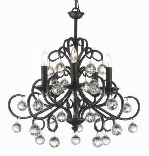   COLLECTION WROUGHT IRON CRYSTAL BALLS CHANDELIERS 5 LIGHTS DINING
