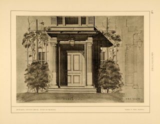 1915 Print Charles A Platt Charcoal Sketch Home Entry Door 