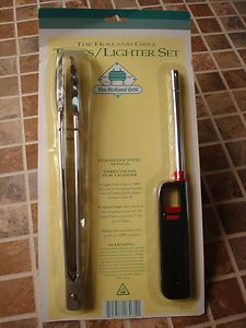   Grill Stainless Tongs & Lighter Set  Great for Gas or Charcoal Grill