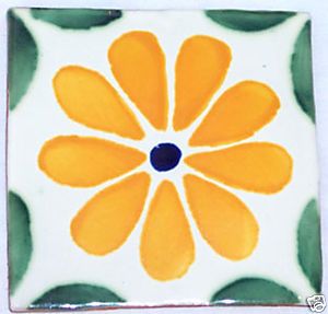 C031)   9   Mexican Talavera Clay Handmade Ceramic Tile