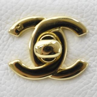 Chanel Caviar Cerf Executive Shopper Tote Bag White CC