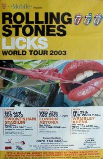 RARE Original Rolling Stones Lips Wyman Poster Print Gaint