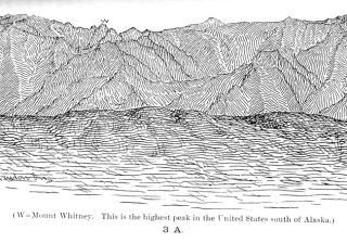 Sketch from book showing location of Mount Whitney Location, name and 