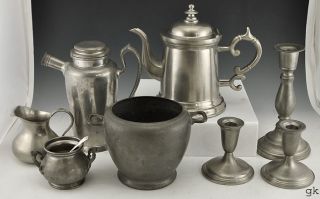   Pewter Set Tea Pot/Cocktail Shaker/Sugar & Creamer Reed & Barton