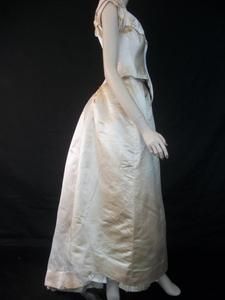 Charles F. Worth 1880s Paris France Victorian Cream Silk Gown
