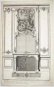   Divers Decorations fireplace Baroque design Charpentier engraving 1756