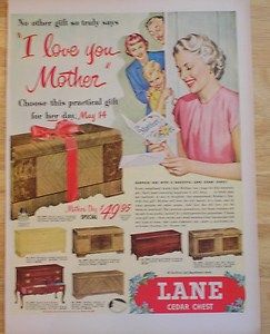 1950 Lane Cedar Chest Ad  I Love You Mother Gift
