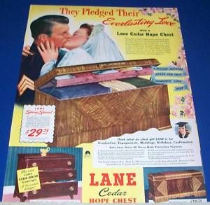 1942 Lane Cedar Hope Chest Bride Groom Ad