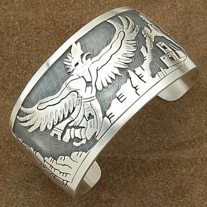 Navajo Charles Johnson s Silver Eagle Kachina Bracelet