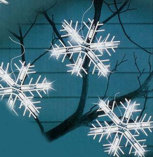 Set of 10 Clear Lighted Twinkling Snowflake Icicle Christmas Lights 