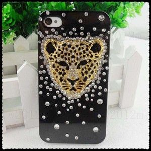 Black Leopard Head Rhinestone Cell Phone Case Cover Shell Skin for 