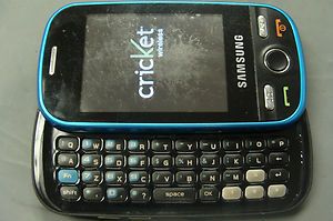 Cricket Samsung R631 Cell Phone Messager Touch Screen QWERTY Blue Used 