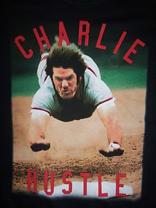 Pete Rose T Shirt Charlie Hustle Cincinnati Reds MLB Retro 80s Tee 