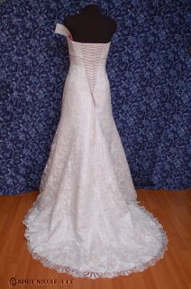 Mon Cheri 17254 Ivory Lace Over Champange Satin Lace Up Wedding Dress 