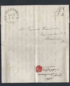 1842 Charlotte Court House, VA stampless GREAT LETTER, Tobacco Crops 