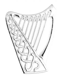 Sterling Silver Celtic Harp Brooch Pin Irish Made Music 92