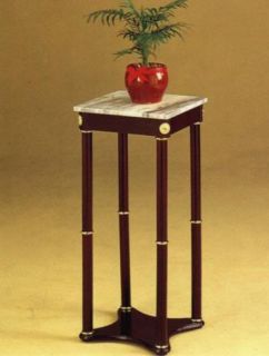 Cherry Finish Plant Stand with White Marble Top by Coaster 3311