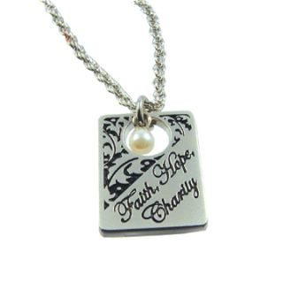 New CTR Faith Hope Charity Filigree LDS Necklace