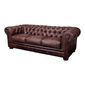 Chester Sofa Havana Brown TG Leather 8 Way Hand Tied Down Cushions 