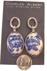 Charles Albert Blue Ceramic Sterling Silver Earrings