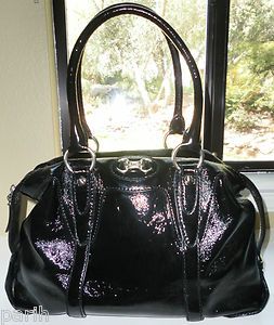 Michael Kors Chestertown Satchel Handbag Black Patent Leather   $348 