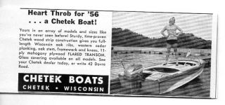 1956 Vintage Ad Chetek Boat with Johnson Outboard Motor Wisconsin 