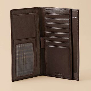 New Fossil Mens Evans Checkbook Brown Wallet ML3077200
