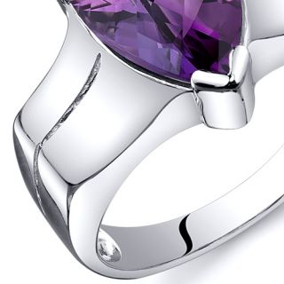 Brilliant 2 50 cts Amethyst Solitaire Ring Sterling Silver Sizes 5 to 