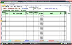 Checking Account Manager MS Excel Template Spreadsheet