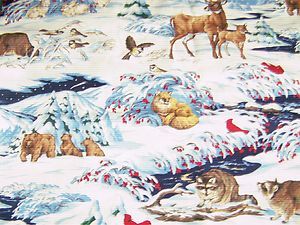 Animal Winter Scenes All Over Fabric Print 100 Cotton