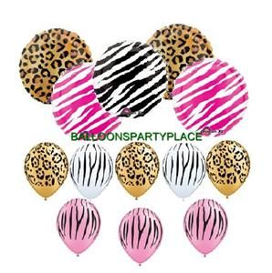   BALLOONS Leopard Zebra black white pink party supplies decorations