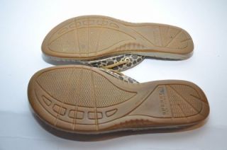 SPERRY Seafish Brown Leopard Thong Flat Sandal Womens Shoes 7.5 M