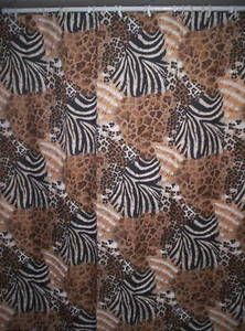 SERENGETI African Animal Fabric shower curtain Zebra Cheetah Giraffe 