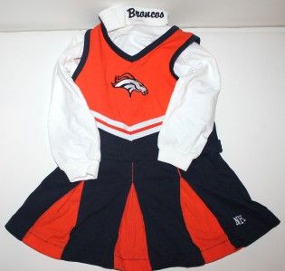 Broncos Girls Toddler Football Cheer Leader Skirt Costume Orange Navy 