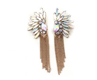   Rhinestone Bronze Chain Tassel Earrings Womens Fashion Earring