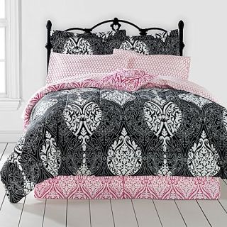   Chic Damask Queen Print Reversible Comforter Bed 12pc Set . Chic