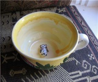 Seyko Keramic Chemnitz Germany Dog Inside Mug Hand Painted Pottery 