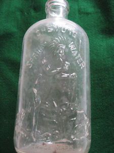 Vintage Chemung Indian theme Glass Water Bottle