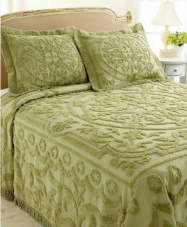 Chantilly King Sage Green Woven Chenille Bedspread